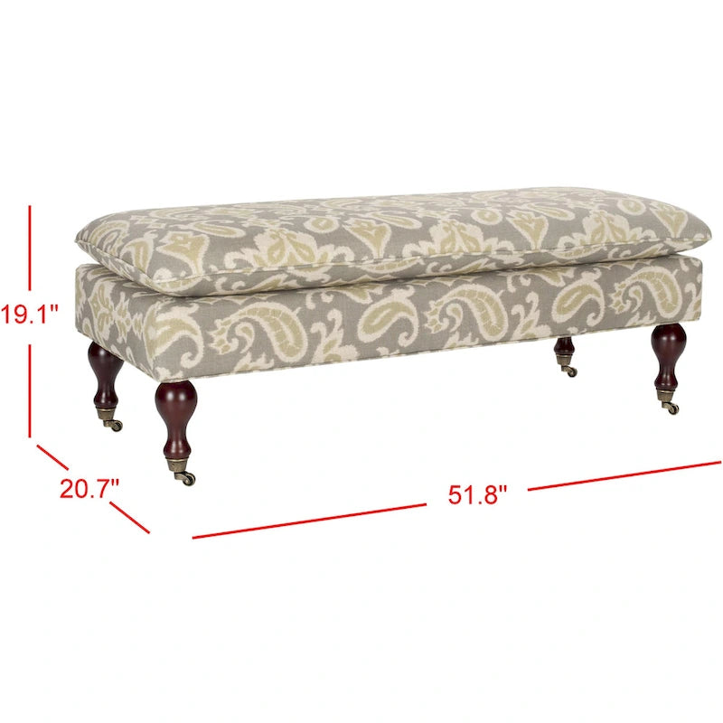Pillowtop Grey/ Sage Bench - 0 - 52 W x 21 D x 19 H - 52Wx21Dx19H