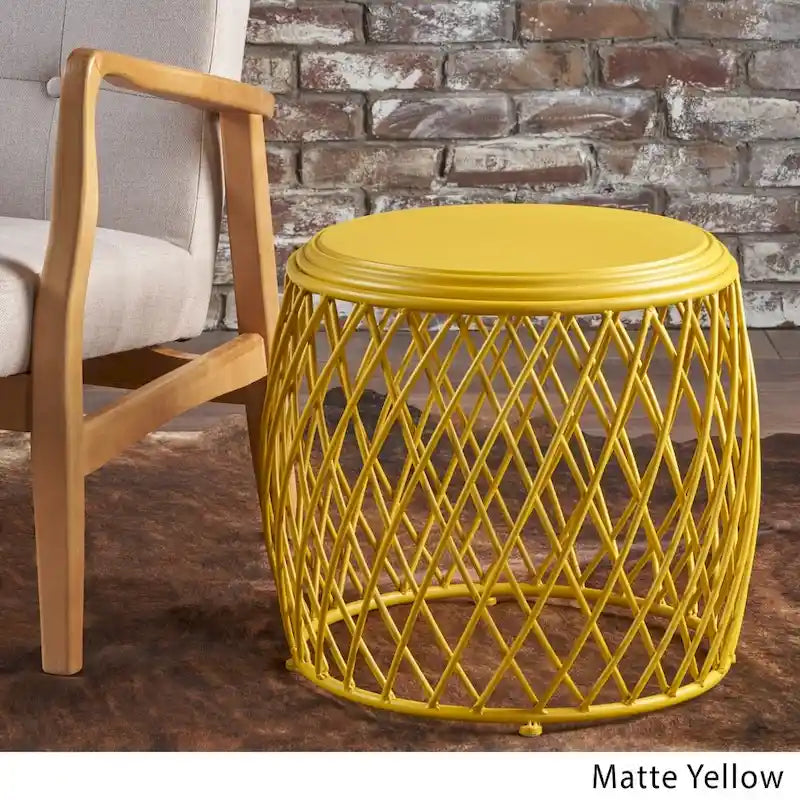 19-inch Round Lattice Side Table