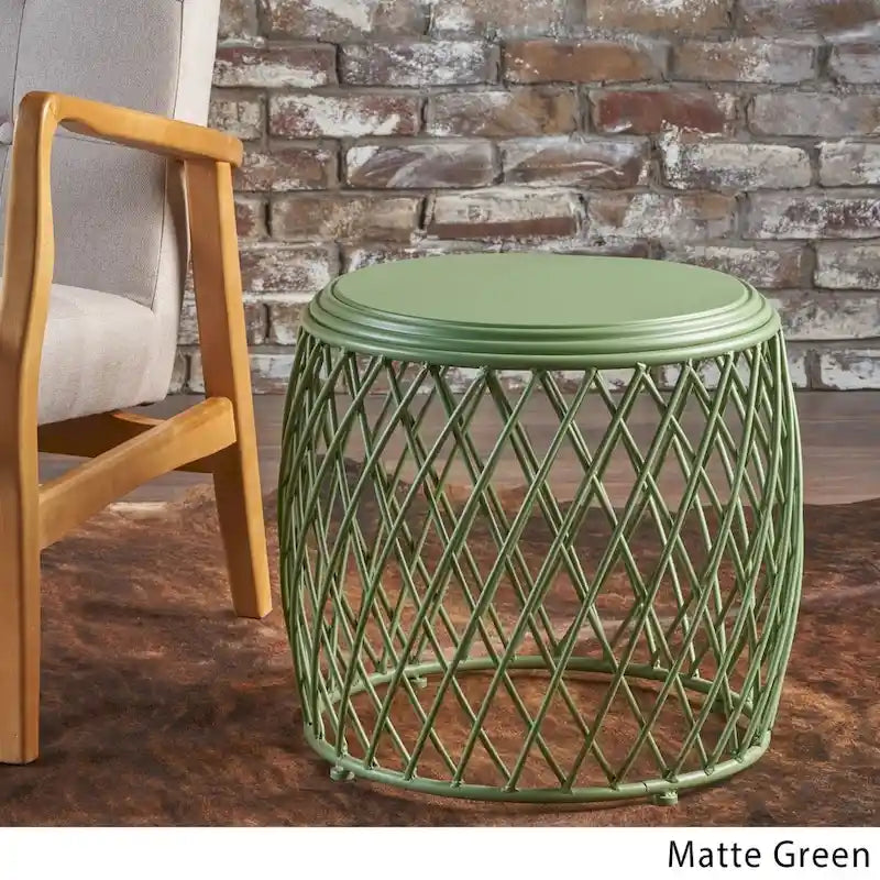 19-inch Round Lattice Side Table