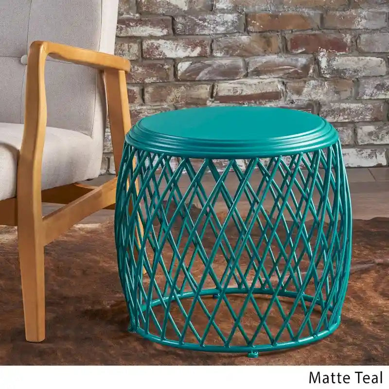 19-inch Round Lattice Side Table