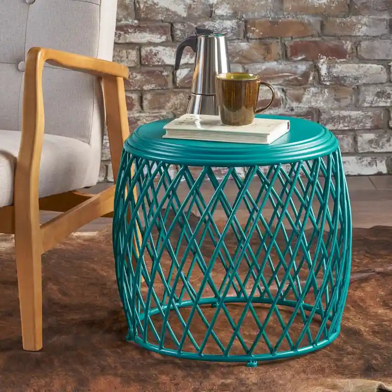 19-inch Round Lattice Side Table