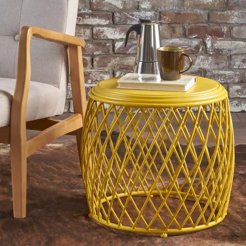 19-inch Round Lattice Side Table