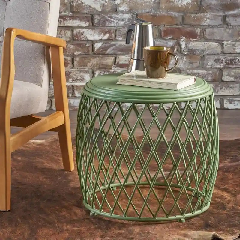 19-inch Round Lattice Side Table