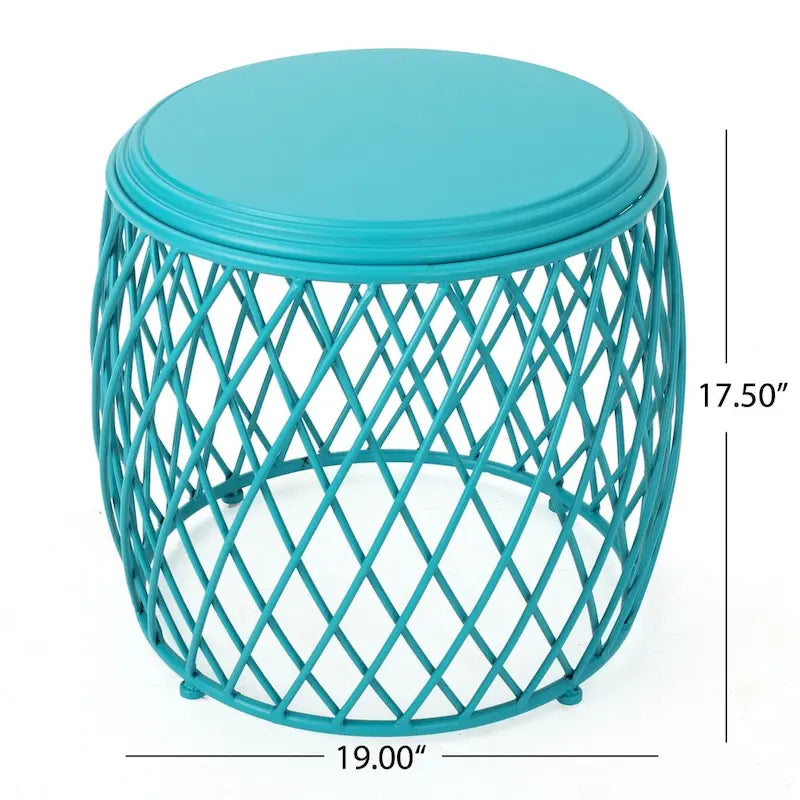 19-inch Round Lattice Side Table