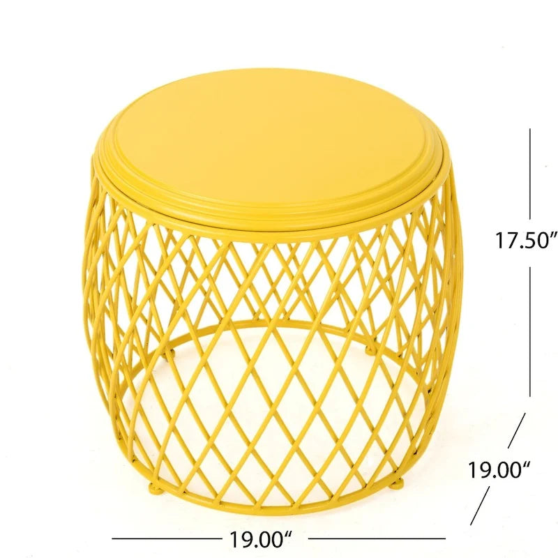 19-inch Round Lattice Side Table