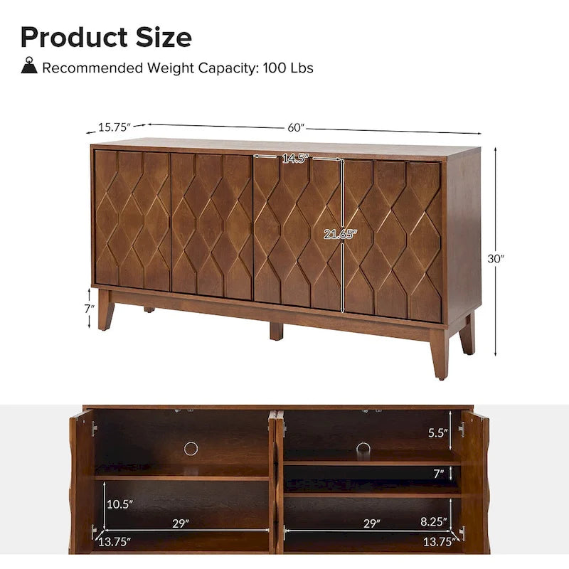 Modern Storage Sideboard Storage with Adjustable Shelves