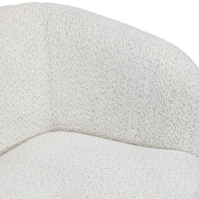 Modern Curved Arms Boucle Accent Chair with Kidney Style Seat and Round Wooden Legs