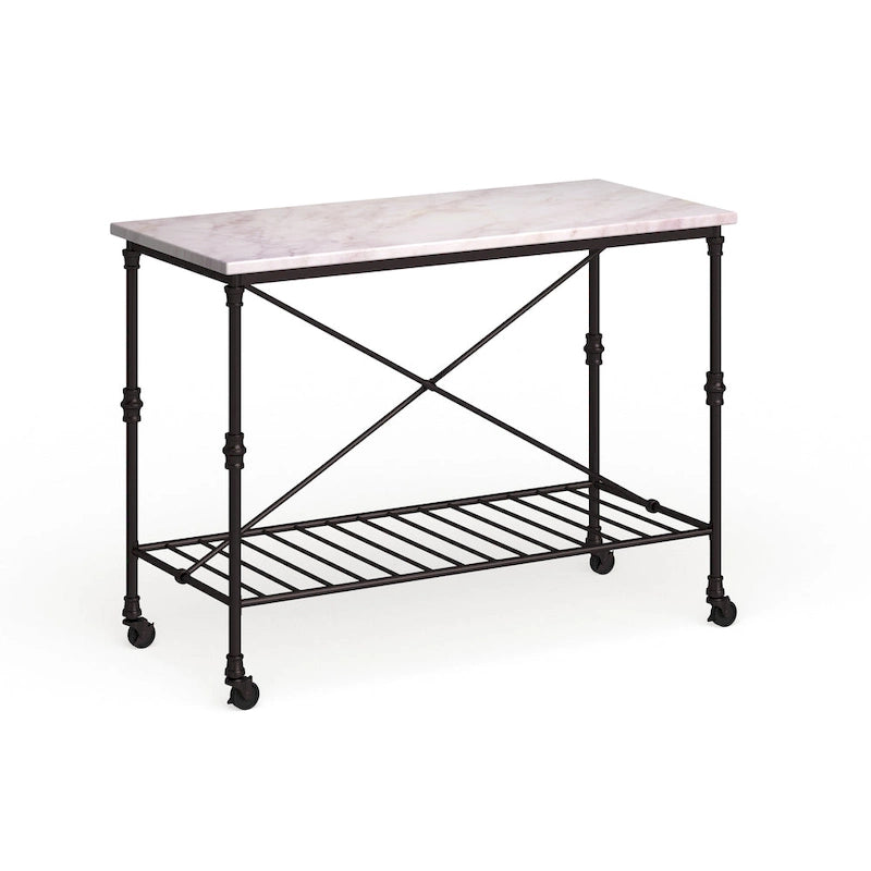 Black Faux Marble Rolling Kitchen Island