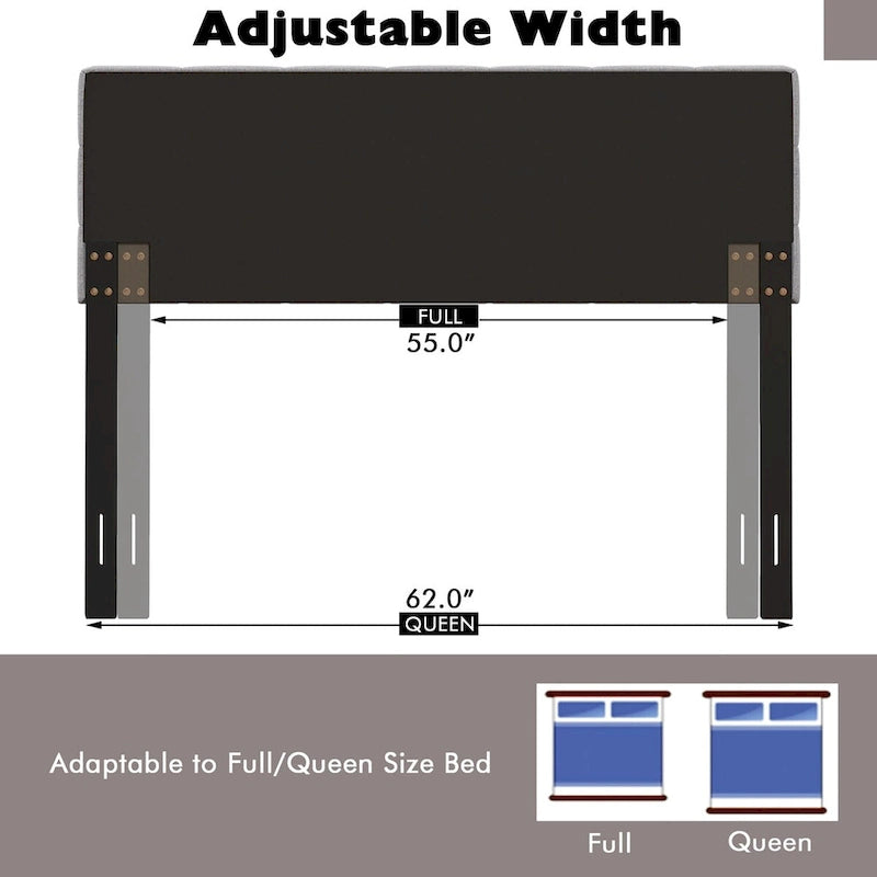 Full/Queen Size Headboard Linen Fabric Upholstered Button - See Details