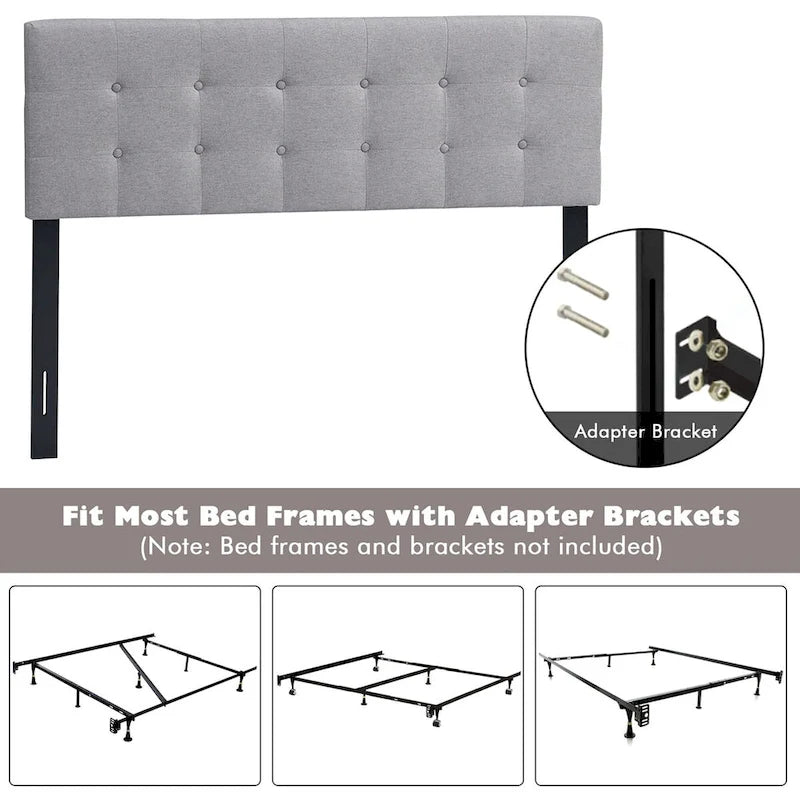 Full/Queen Size Headboard Linen Fabric Upholstered Button - See Details