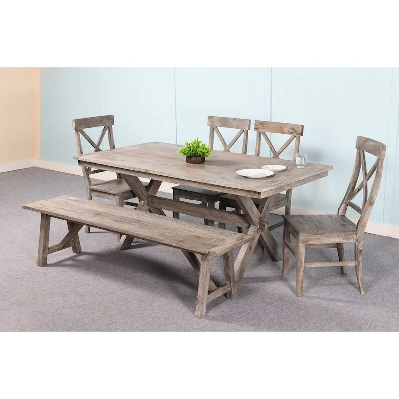 Traditional farmhouse Bench Seat Natural Look finish in Rowan Gray - 72 X 16 X 18