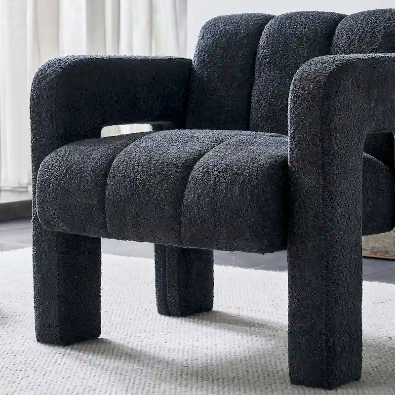 Wide Boucle Upholstered Accent Chair
