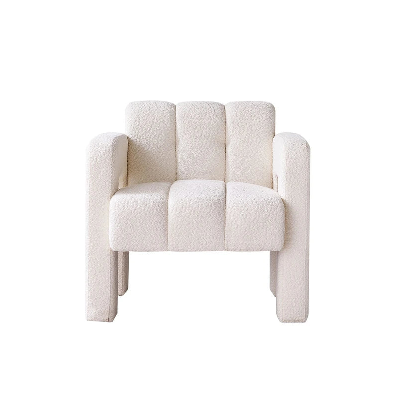 Wide Boucle Upholstered Accent Chair