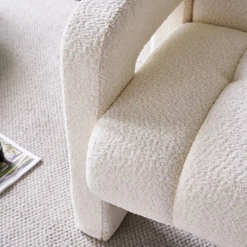 Wide Boucle Upholstered Accent Chair