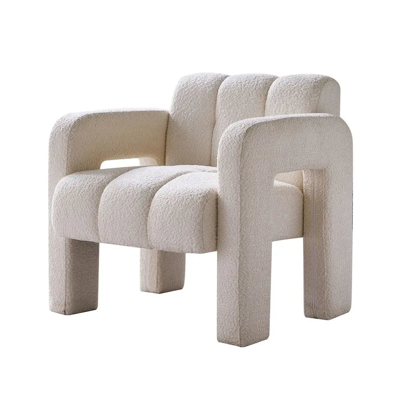 Wide Boucle Upholstered Accent Chair