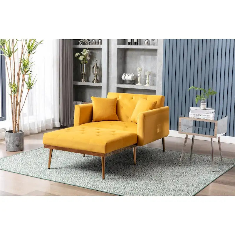 Chaise lounge chair/accent chair,Curved edges, padded with thick foam and upholstered with high-quality fabric