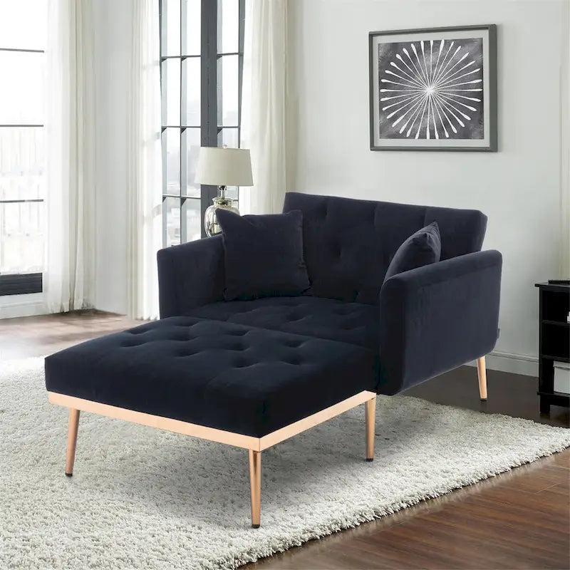 Chaise lounge chair/accent chair,Curved edges, padded with thick foam and upholstered with high-quality fabric