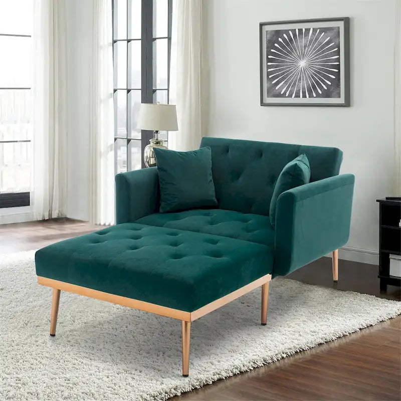 Chaise lounge chair/accent chair,Curved edges, padded with thick foam and upholstered with high-quality fabric
