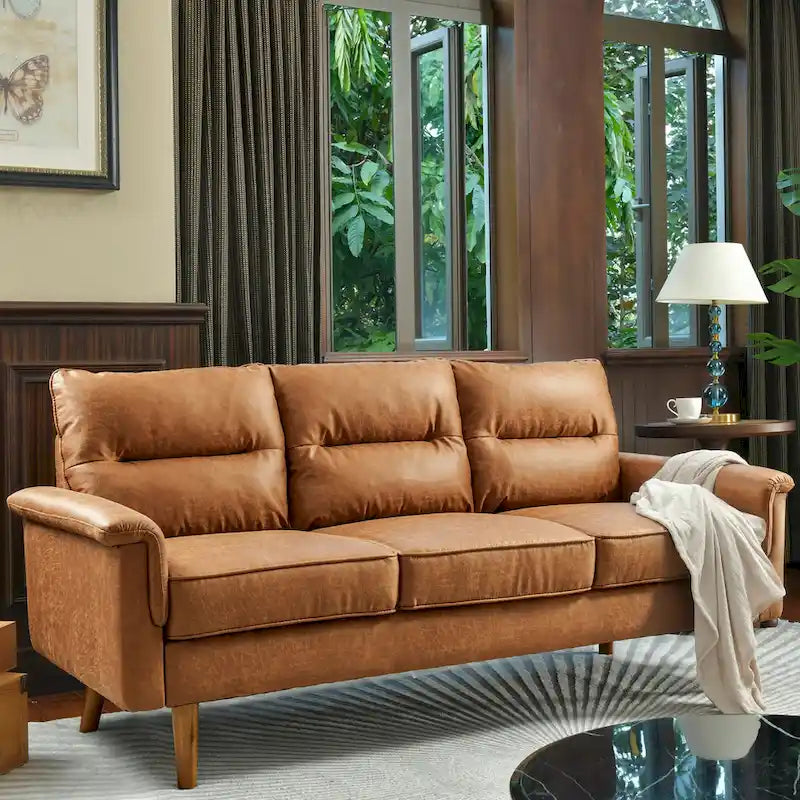 Fluffy Cushion Wood Leg Indoor Sofa