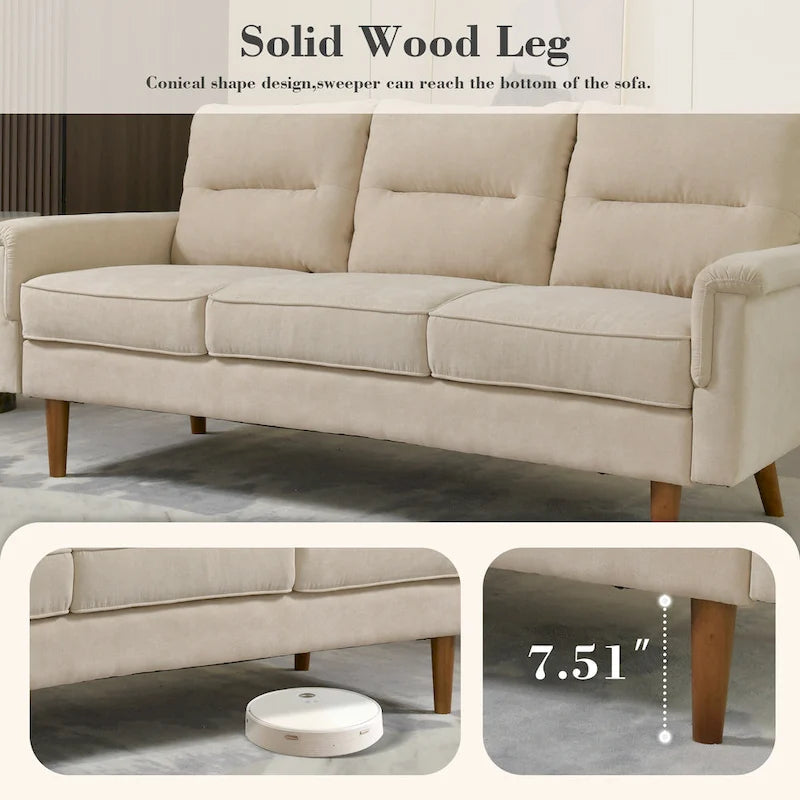 Fluffy Cushion Wood Leg Indoor Sofa