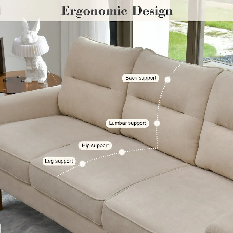 Fluffy Cushion Wood Leg Indoor Sofa