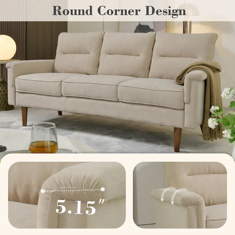 Fluffy Cushion Wood Leg Indoor Sofa