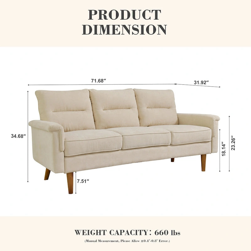 Fluffy Cushion Wood Leg Indoor Sofa