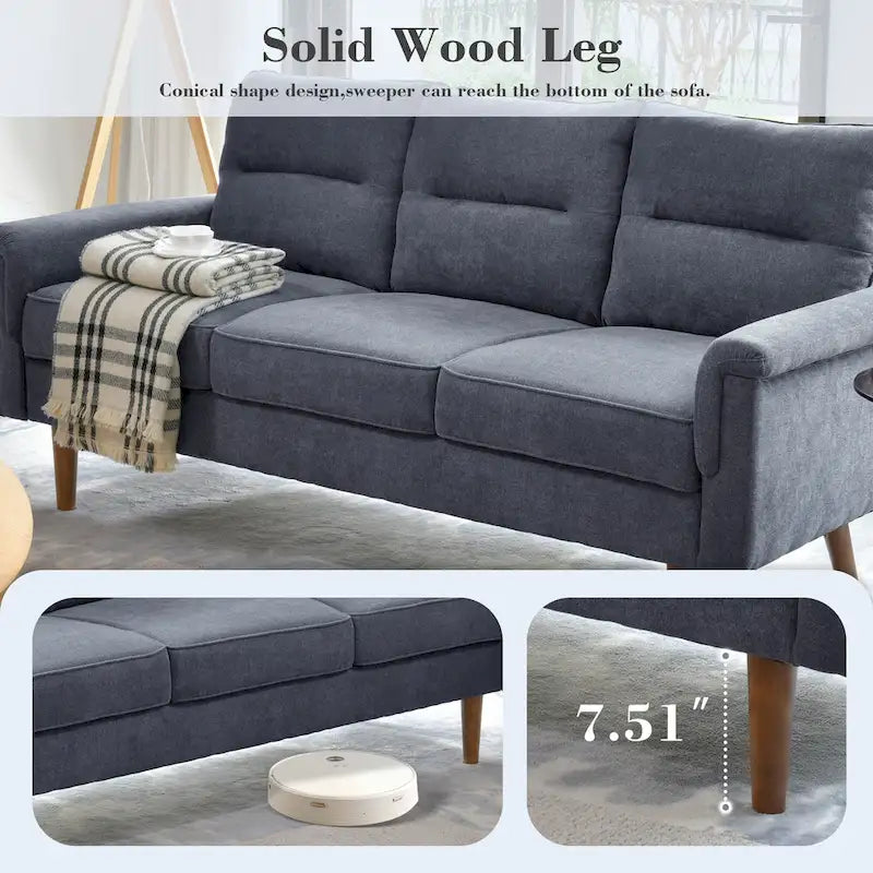 Fluffy Cushion Wood Leg Indoor Sofa