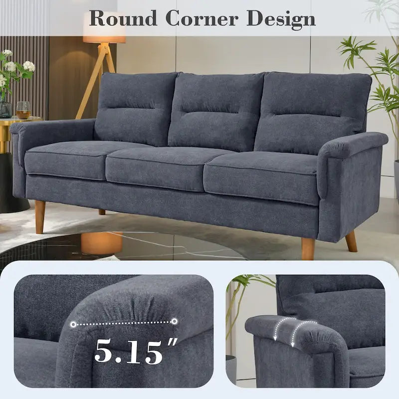 Fluffy Cushion Wood Leg Indoor Sofa