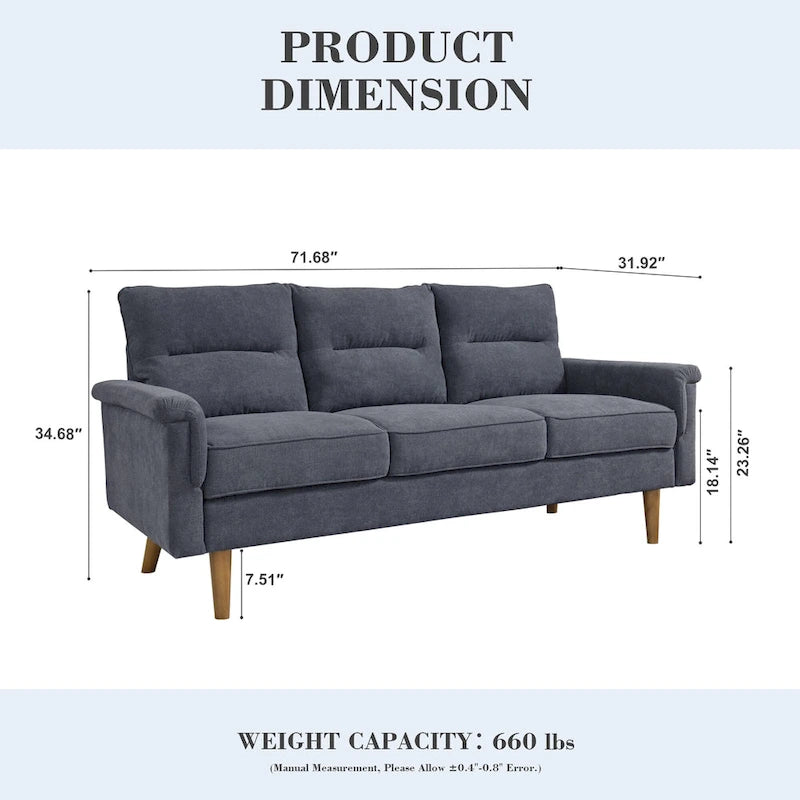 Fluffy Cushion Wood Leg Indoor Sofa