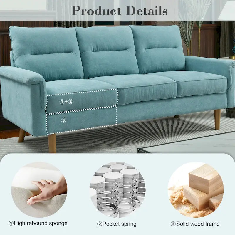 Fluffy Cushion Wood Leg Indoor Sofa