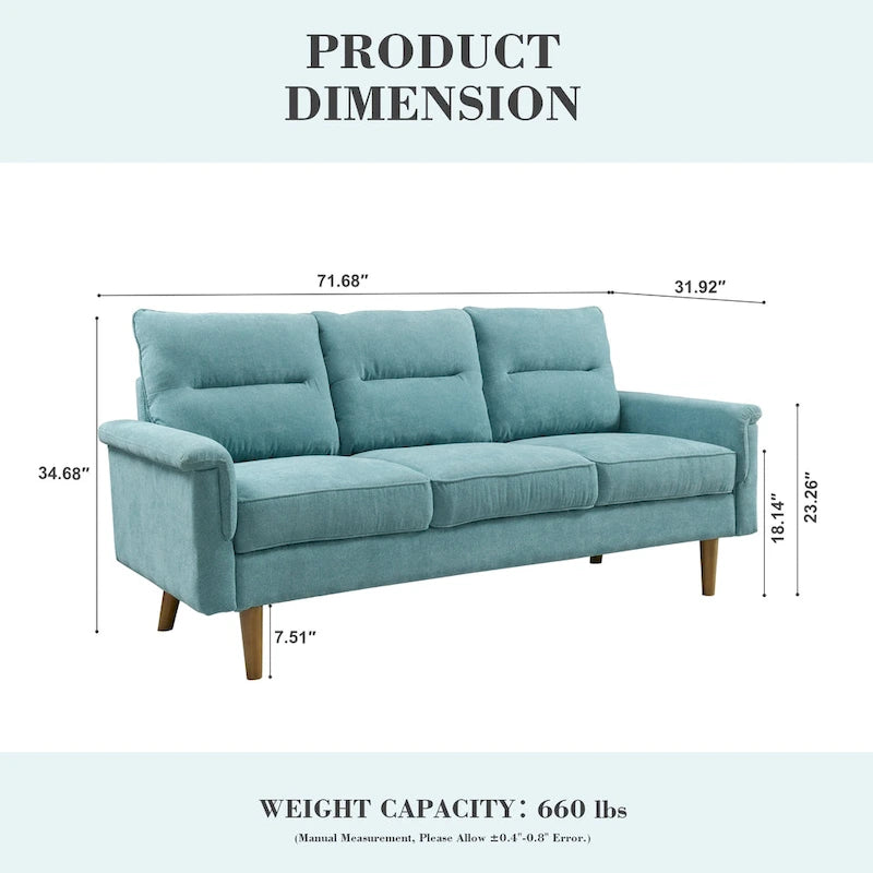 Fluffy Cushion Wood Leg Indoor Sofa