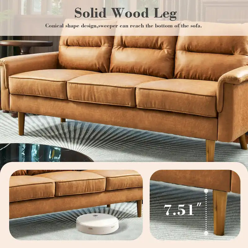 Fluffy Cushion Wood Leg Indoor Sofa