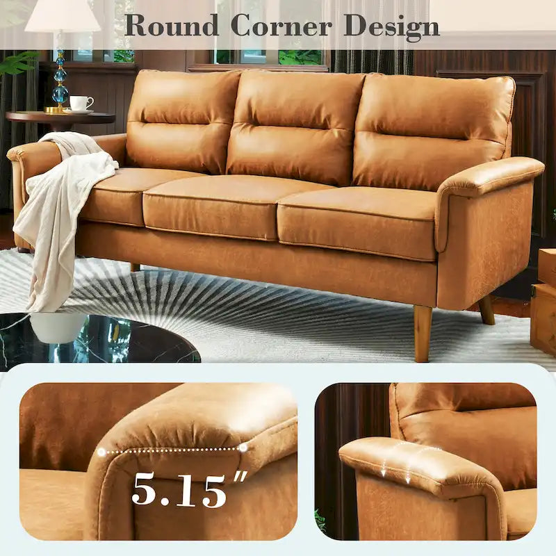 Fluffy Cushion Wood Leg Indoor Sofa